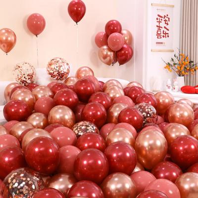 结婚气球订婚生日周岁场景布置订婚宴求婚装饰飘空婚庆用品大全 车厘子红气球50个