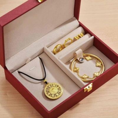 iosn仿真订婚五金五件套婚礼不掉色古法手镯新郎新年必备仿真摆台三金 八宝罗盘六件套+周家礼盒 56mm