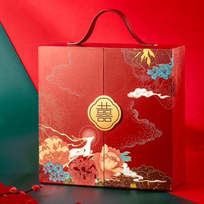 爱合轩高档结婚喜糖礼盒装成品含糖婚礼伴手礼婚宴婚糖喜盒伴娘礼品回礼 E套餐【闪电发货 送货上门】 盒礼锦鹿云歌开盒